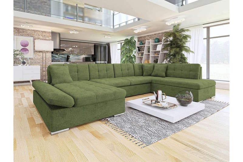 Zumar Sofa med Sjeselong og Divan 4-seter - Grønn - Møbler - Sofaer - Sofaer med sjeselong - 4 seters sofa med divan