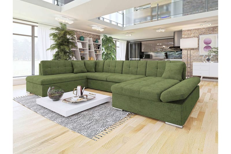 Zumar Sofa med Sjeselong og Divan 4-seter - Grønn - Møbler - Sofaer - Sofaer med sjeselong - 4 seters sofa med divan