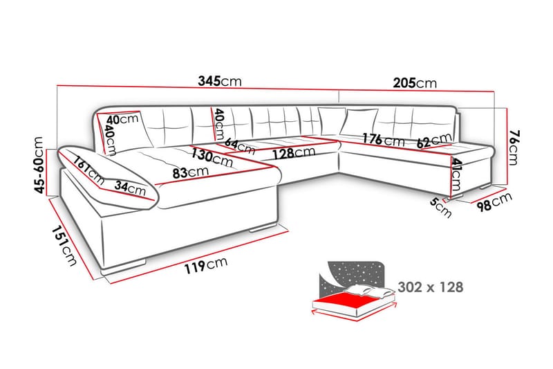 Zumar Sofa med Sjeselong og Divan 4-seter - Gul/Beige - Møbler - Sofaer - Sofaer med sjeselong - 4 seters sofa med divan