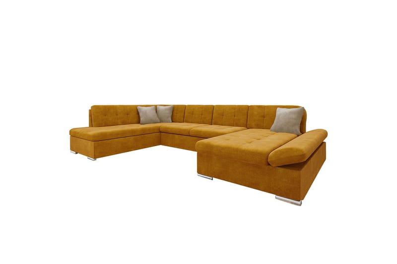 Zumar Sofa med Sjeselong og Divan 4-seter - Gul/Beige - Møbler - Sofaer - Sofaer med sjeselong - 4 seters sofa med divan