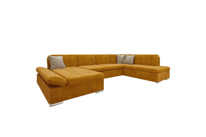 Zumar Sofa med Sjeselong og Divan 4-seter - Gul/Beige - Møbler - Sofaer - Sofaer med sjeselong - 4 seters sofa med divan