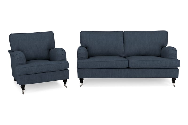 Sofagruppe Oxford Classic 3-seter+Lenestol - Mørkblå - Møbler - Sofaer - Sofagrupper - Chesterfield sofagruppe