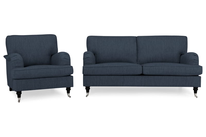 Sofagruppe Oxford Classic 3-seter+Lenestol - Mørkblå - Møbler - Sofaer - Sofagrupper - Chesterfield sofagruppe