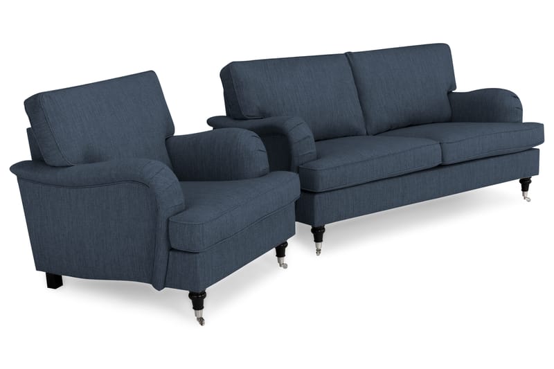 Sofagruppe Oxford Classic 3-seter+Lenestol - Mørkblå - Møbler - Sofaer - Sofagrupper - Chesterfield sofagruppe