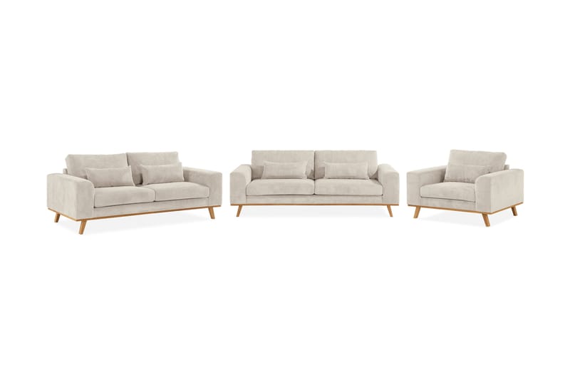 Haga Sofagruppe 3+2+1-seter Manchester - Beige - Møbler - Sofaer - Sofagrupper