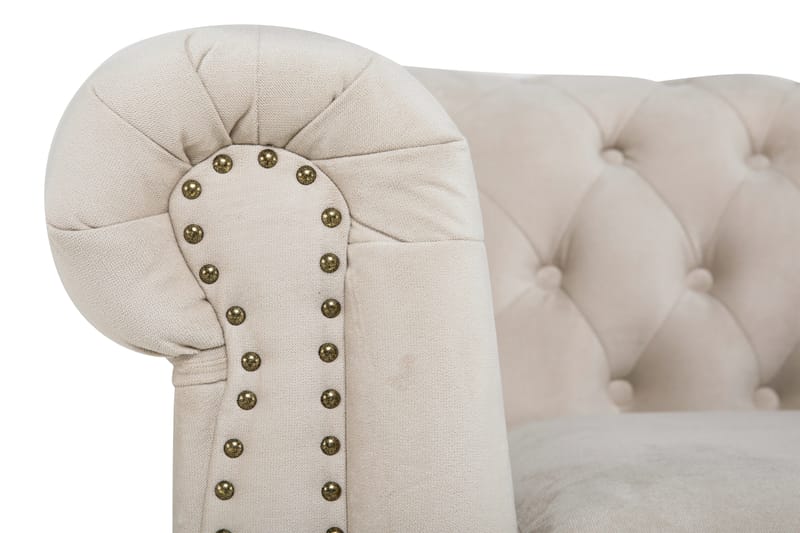 Sofagruppe Chester Deluxe 3-seter+Lenestol+Fotskammel Fløyel - Beige - Møbler - Sofaer - Sofagrupper - Howard sofagruppe