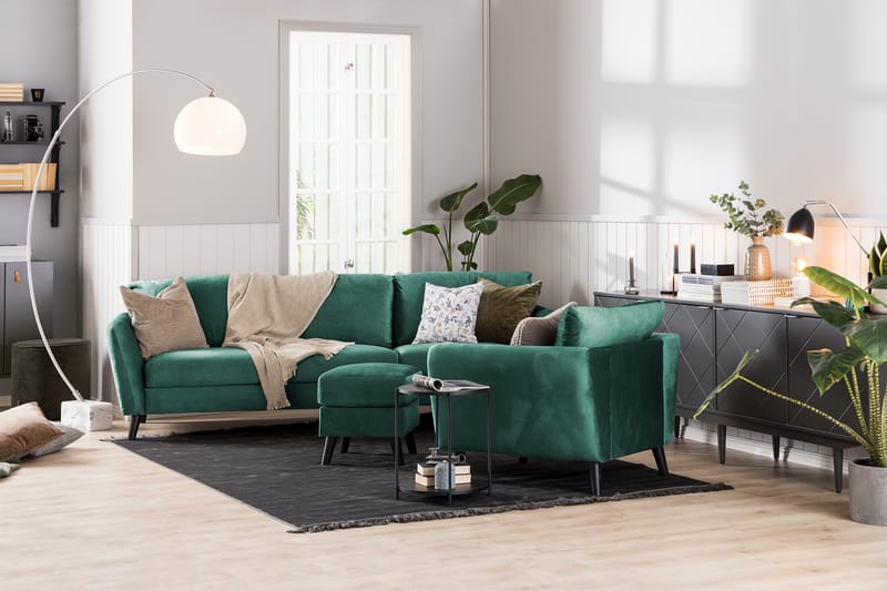 Sofagruppe Colt 3-seter+2-seter Fløyel - Grønn - Møbler - Sofaer - Sofagrupper - Howard sofagruppe