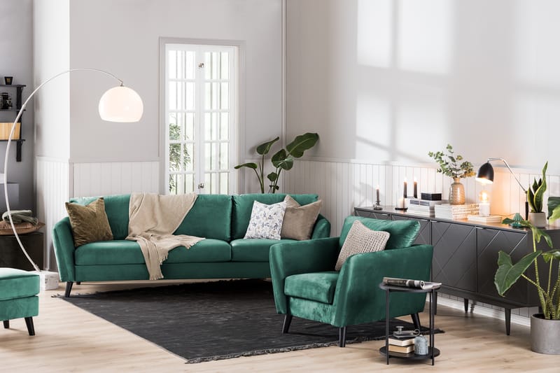 Sofagruppe Colt 3-seter+2-seter Fløyel - Grønn - Møbler - Sofaer - Sofagrupper - Howard sofagruppe