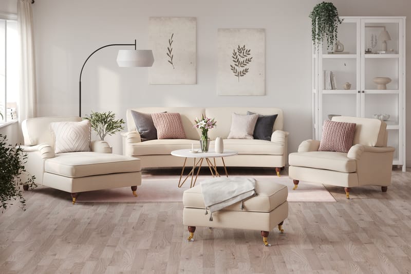 Sofagruppe Howard Oxford 3-seter+Divan+Lenestol+Fotskammel - Beige - Møbler - Sofaer - Sofagrupper - Howard sofagruppe