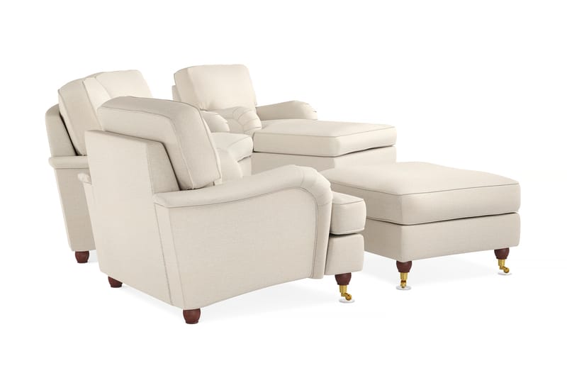 Sofagruppe Howard Oxford 3-seter+Divan+Lenestol+Fotskammel - Beige - Møbler - Sofaer - Sofagrupper - Howard sofagruppe