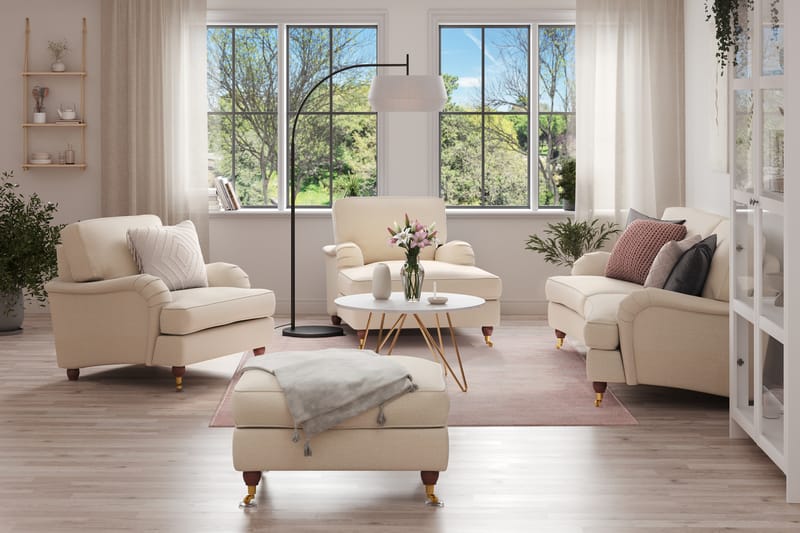 Sofagruppe Howard Oxford 3-seter+Divan+Lenestol+Fotskammel - Beige - Møbler - Sofaer - Sofagrupper - Howard sofagruppe