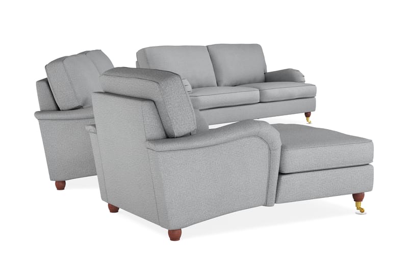 Sofagruppe Howard Oxford 4-seter+3-seter+Divanlenestol - Lysgrå - Møbler - Sofaer - Sofagrupper - Howard sofagruppe