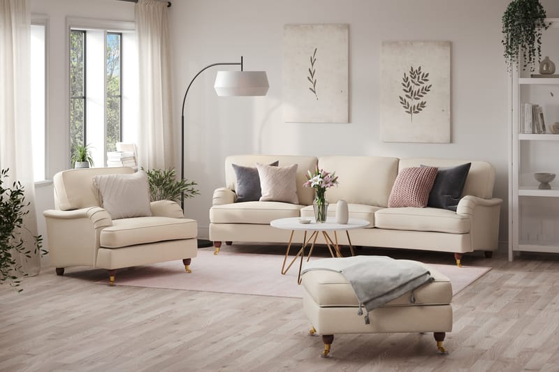 Sofagruppe Howard Oxford 4-seter+Lenestol+Fotskammel - Beige - Møbler - Sofaer - Sofagrupper - Howard sofagruppe