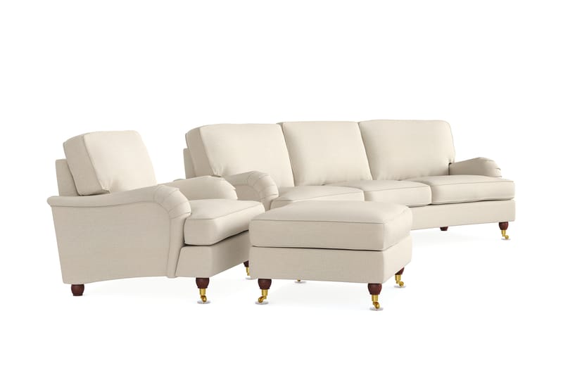 Sofagruppe Howard Oxford 4-seter+Lenestol+Fotskammel - Beige - Møbler - Sofaer - Sofagrupper - Howard sofagruppe