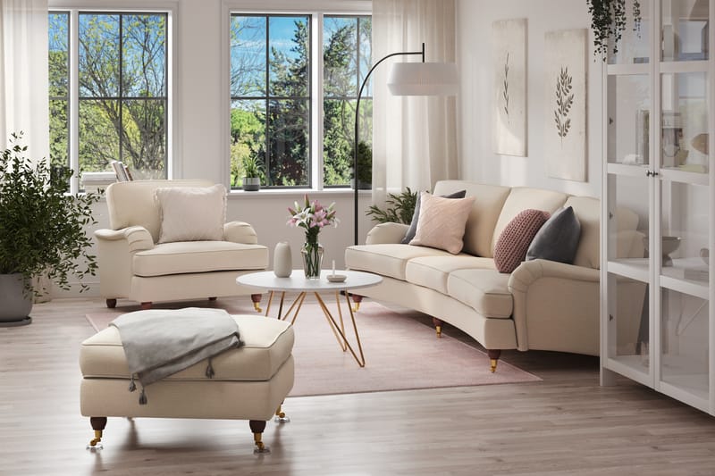 Sofagruppe Howard Oxford 4-seter+Lenestol+Fotskammel - Beige - Møbler - Sofaer - Sofagrupper - Howard sofagruppe