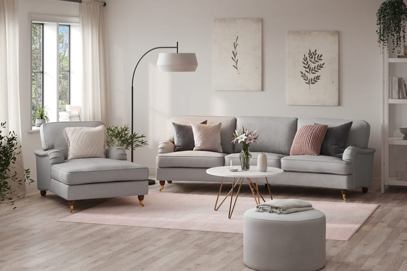 Sofagruppe Howard Oxford Buet 4-seter+Lenestol - Lysgrå - Møbler - Sofaer - Sofagrupper - Howard sofagruppe