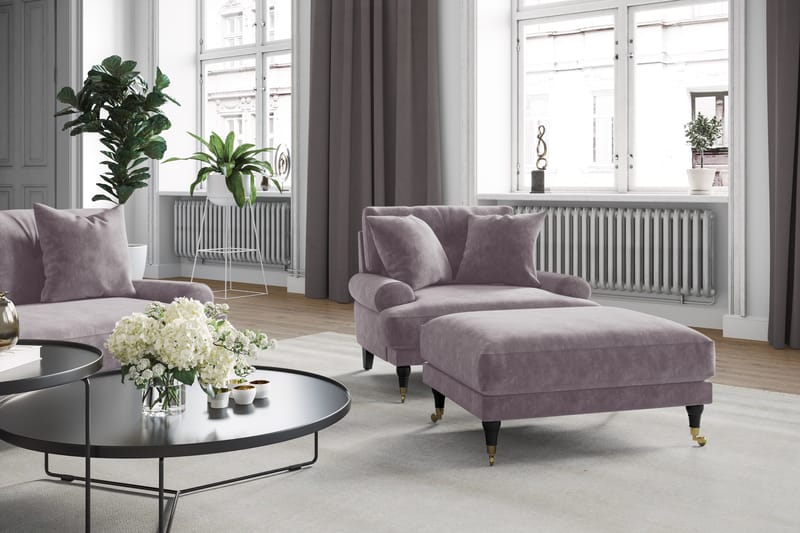 Sofagruppe Webber 2+1 Fløyel - Lilla|Krom - Møbler - Sofaer - Sofagrupper - Howard sofagruppe