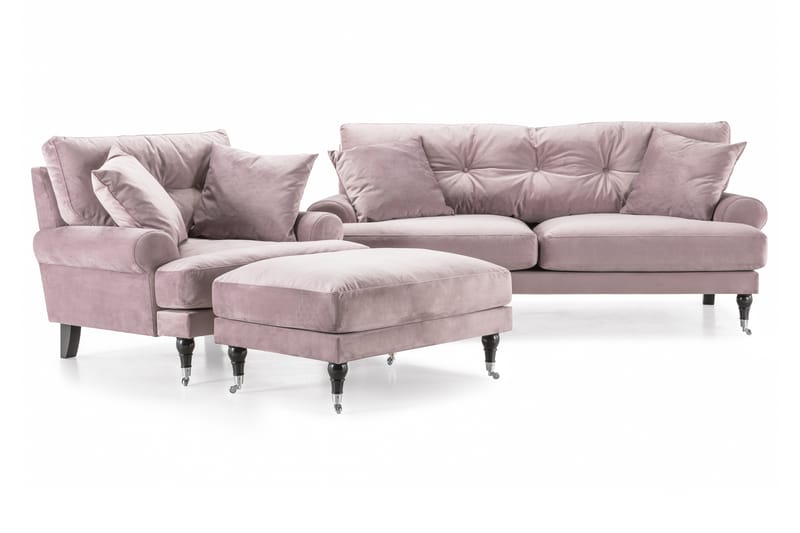 Sofagruppe Webber 2+1 Fløyel - Lilla|Krom - Møbler - Sofaer - Sofagrupper - Howard sofagruppe