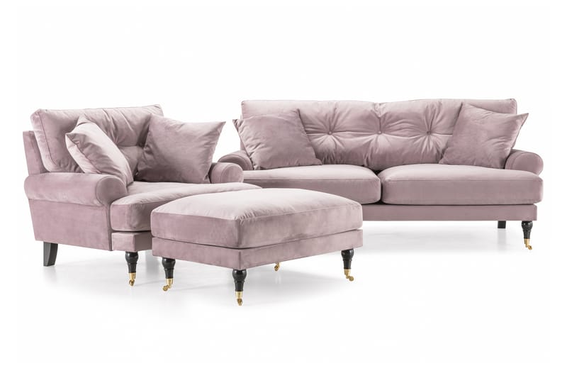 Sofagruppe Webber 2+1 Fløyel - Lilla|Messing - Møbler - Sofaer - Sofagrupper - Howard sofagruppe