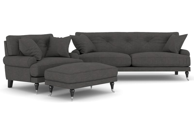 Sofagruppe Webber 2+1 - Mørkgrå|Krom - Møbler - Sofaer - Sofagrupper - Howard sofagruppe