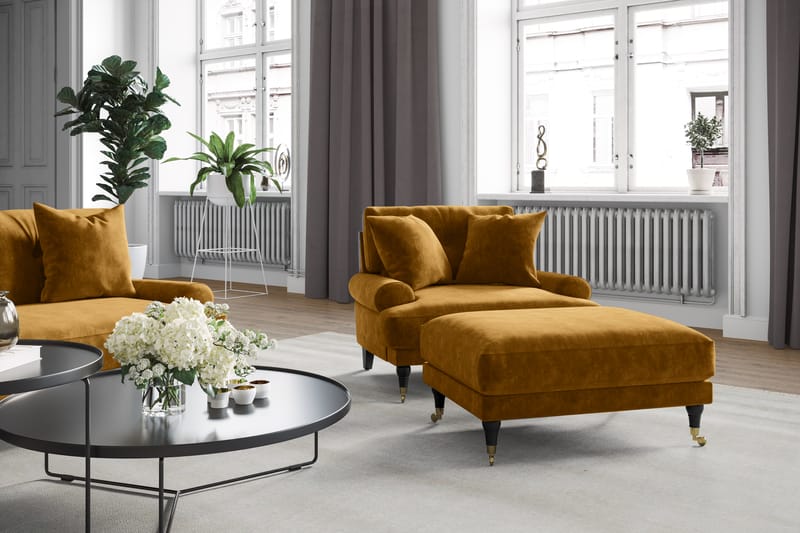 Sofagruppe Webber 3+1 Fløyel - Amber|Krom - Møbler - Sofaer - Sofagrupper - Howard sofagruppe