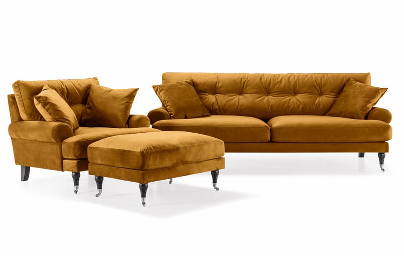 Sofagruppe Webber 3+1 Fløyel - Amber|Krom - Møbler - Sofaer - Sofagrupper - Howard sofagruppe