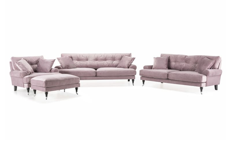 Sofagruppe Webber 3+2+1 Fløyel - Lilla|Krom - Møbler - Sofaer - Sofagrupper - Howard sofagruppe