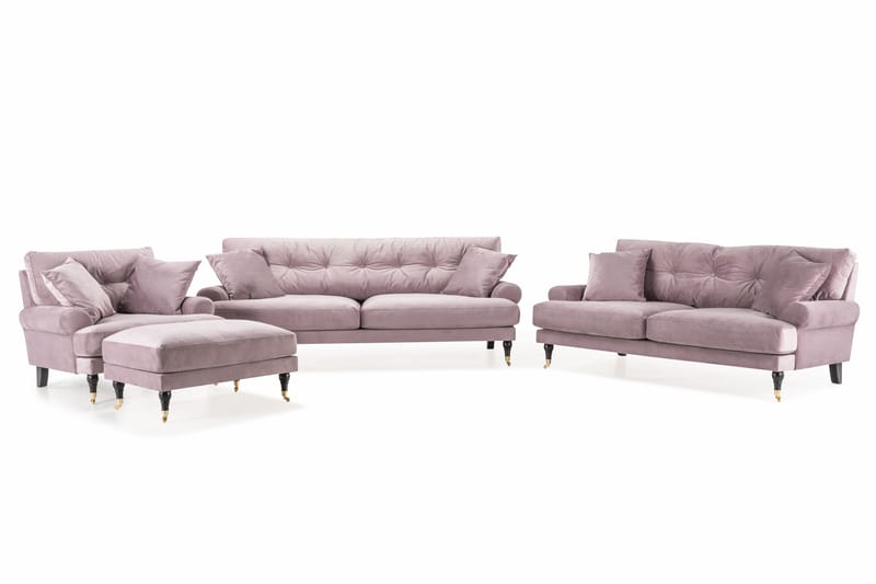 Sofagruppe Webber 3+2+1 Fløyel - Lilla/Messing - Møbler - Sofaer - Sofagrupper - Howard sofagruppe