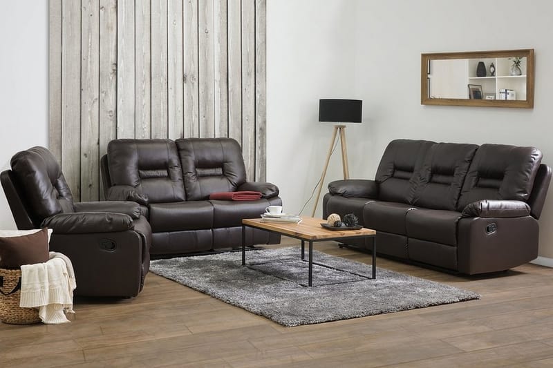 Sofagruppe 2-seter + 3-seter + lenestol Bergen - Brun - Møbler - Sofaer - Sofagrupper