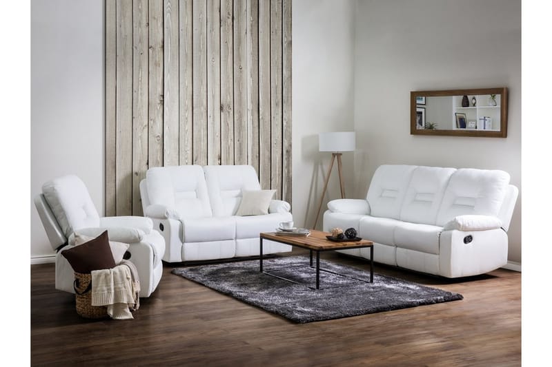 Sofagruppe 2-seter + 3-seter + lenestol Bergen - Hvit - Møbler - Sofaer - Sofagrupper