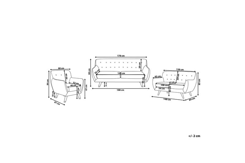 Sofagruppe 2-seter + 3-seter + lenestol Bodo - Grønn - Møbler - Sofaer - Sofagrupper