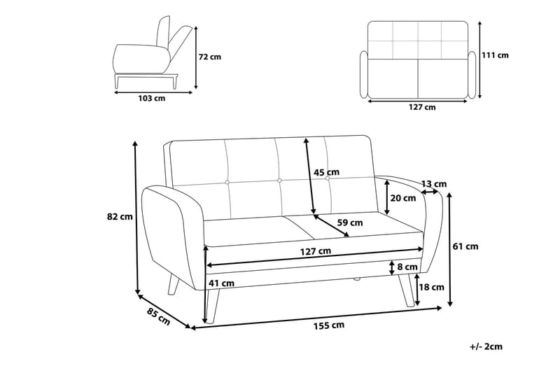 Sofagruppe 2-seter + 3-seter Florli - Svart - Møbler - Sofaer - Sofagrupper