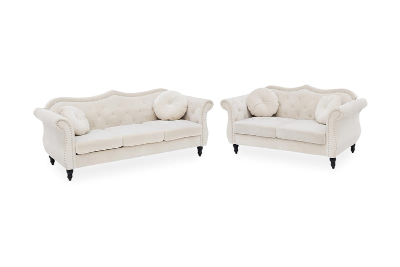 Sofagruppe 2-seter + 3-seter ski - Hvit | Beige - Møbler - Sofaer - Sofagrupper