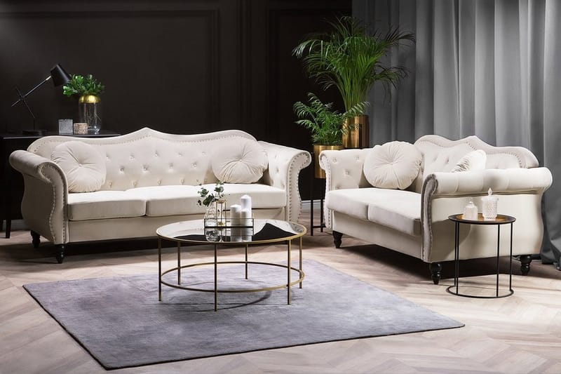 Sofagruppe 2-seter + 3-seter ski - Hvit | Beige - Møbler - Sofaer - Sofagrupper