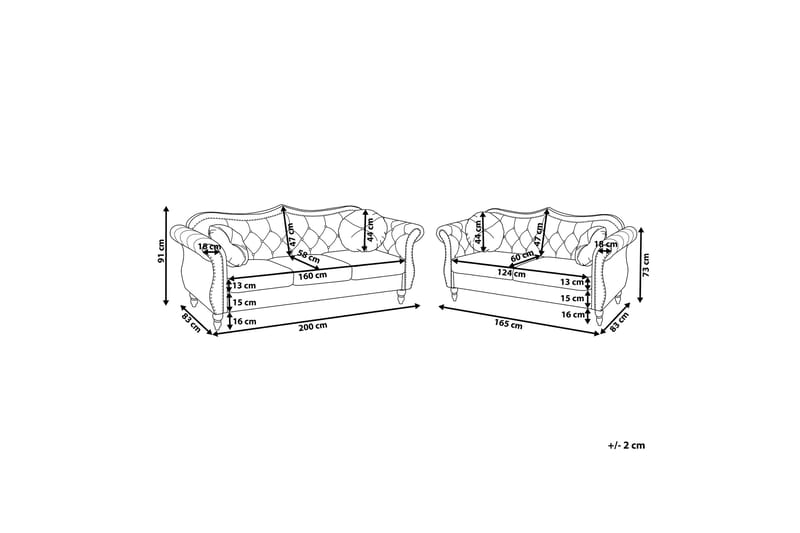 Sofagruppe 2-seter + 3-seter ski - Hvit | Beige - Møbler - Sofaer - Sofagrupper