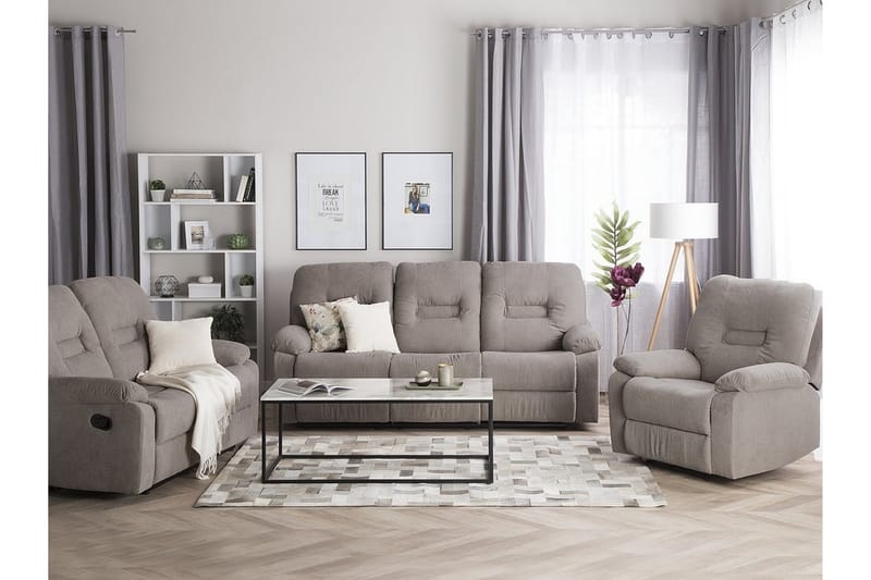 Sofagruppe 2-seter + 3-seter + lenestol Bergen - Beige | Grå - Møbler - Sofaer - Sofagrupper - Sofagruppe 3 2 1