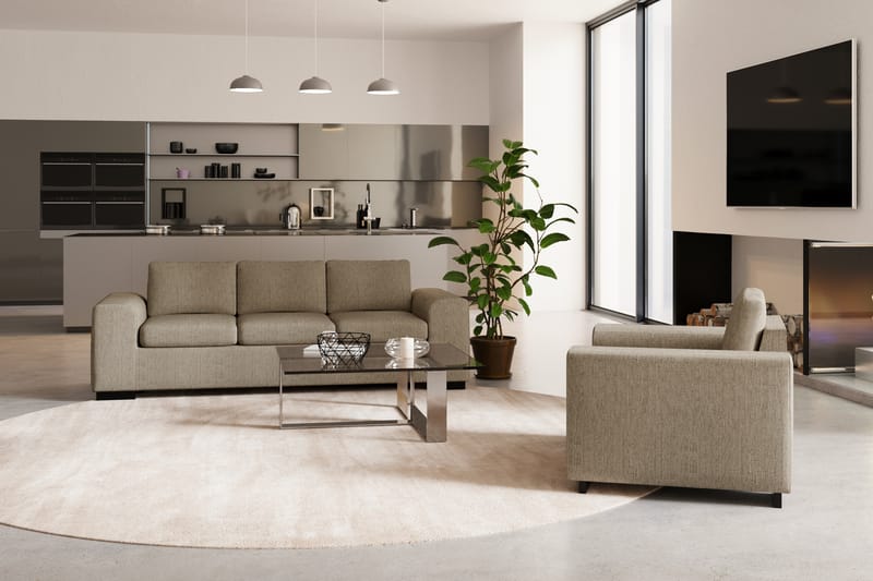 Sofagruppe Alter 2-seter+Lenestol+Fotskammel - Beige - Møbler - Sofaer - Sofagrupper - Howard sofagruppe