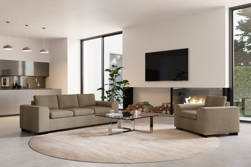 Sofagruppe Alter 2-seter+Lenestol+Fotskammel - Beige - Møbler - Sofaer - Sofagrupper - Howard sofagruppe