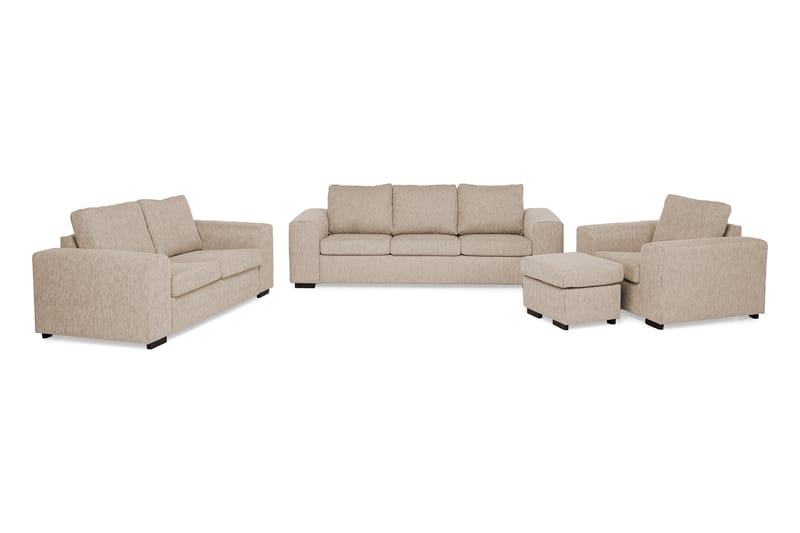 Sofagruppe Alter 3-seter+2-seter+Lenestol+Fotskammel - Beige - Møbler - Sofaer - Sofagrupper