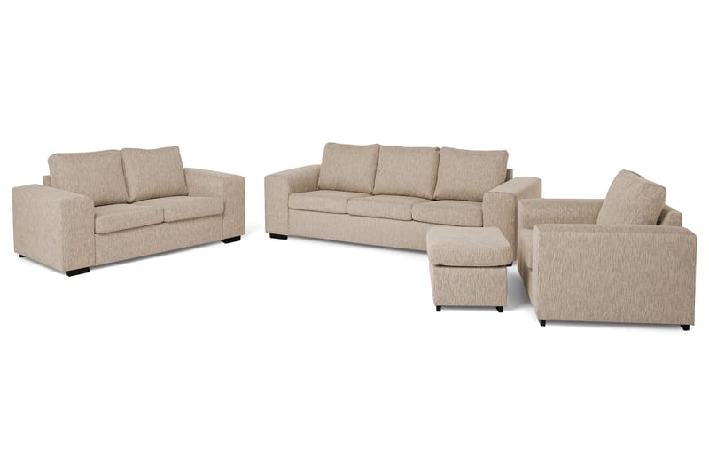 Sofagruppe Alter 3-seter+2-seter+Lenestol+Fotskammel - Beige - Møbler - Sofaer - Sofagrupper