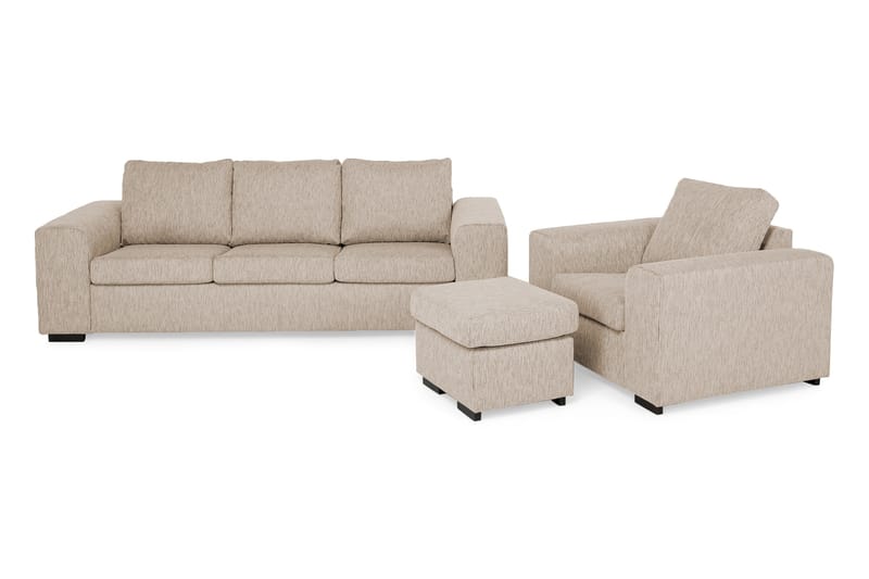 Sofagruppe Alter 3-seter+Lenestol+Fotskammel - Beige - Møbler - Sofaer - Sofagrupper - Howard sofagruppe