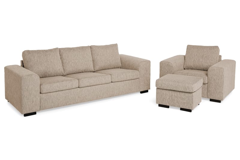 Sofagruppe Alter 3-seter+Lenestol+Fotskammel - Beige - Møbler - Sofaer - Sofagrupper - Howard sofagruppe