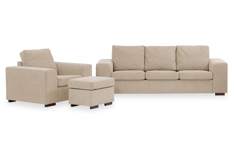 Sofagruppe Alter 3-seter+Lenestol+Fotskammel - Beige - Møbler - Sofaer - Sofagrupper