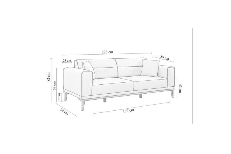 Sofagruppe Charlesbourg 3-seters Sofa + Lenestol - Grå - Møbler - Sofaer - Sofagrupper