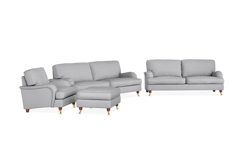 Sofagruppe Howard Oxford 4-seter+3-seter+Lenestol+Fotskammel - Lysgrå - Møbler - Sofaer - Sofagrupper - Howard sofagruppe