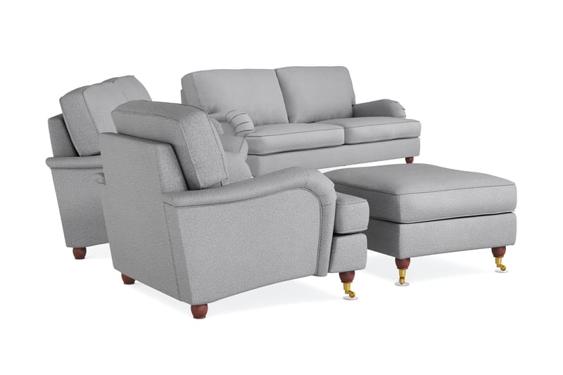 Sofagruppe Howard Oxford 4-seter+3-seter+Lenestol+Fotskammel - Lysgrå - Møbler - Sofaer - Sofagrupper - Howard sofagruppe