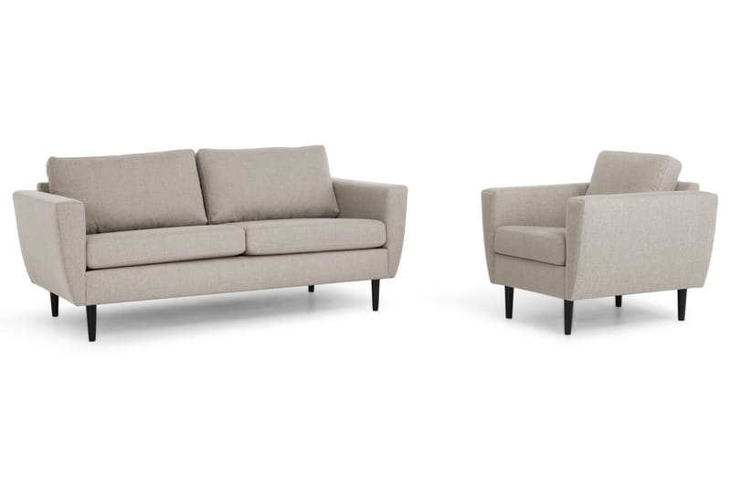 Sofagruppe Hudson 3-seter+Lenestol - Beige|Svart - Møbler - Sofaer - Sofagrupper