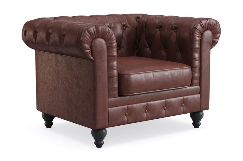 Sofagruppe Walton Lyx 2-seter+Lenestol - Brun - Møbler - Sofaer - Sofagrupper - Chesterfield sofagruppe