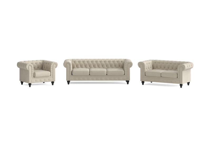 Sofagruppe Walton Lyx 3-seter+2-seter+Lenestol - Beige - Møbler - Sofaer - Sofagrupper - Sofagruppe 3 2 1