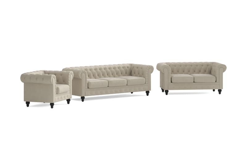 Sofagruppe Walton Lyx 3-seter+2-seter+Lenestol - Beige - Møbler - Sofaer - Sofagrupper - Sofagruppe 3 2 1